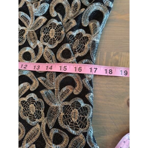 Lauren Ralph Lauren Cocktail Dress Women's Size 12 Black Silver Metallic Lace - Picture 12 of 16